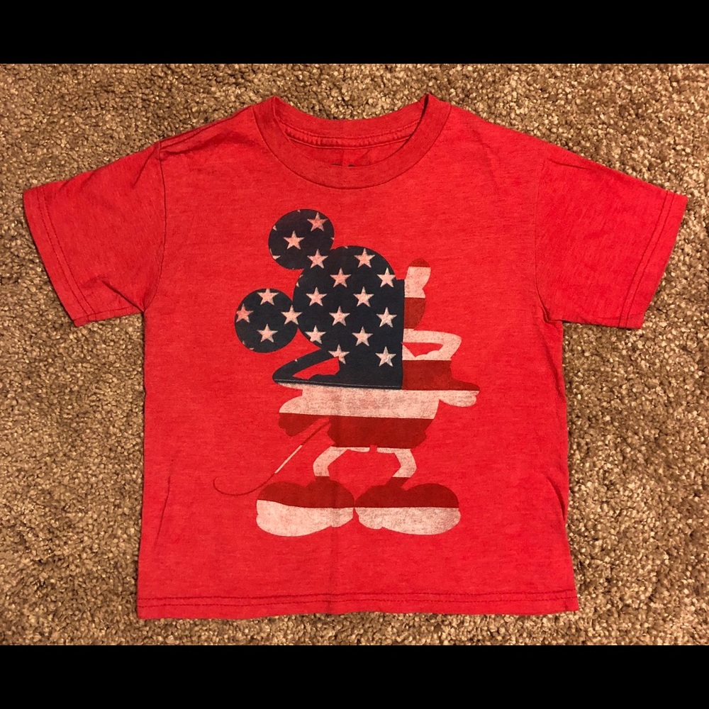 Disney Mickey Mouse Flag T-Shirt, XS, Patriotic USA